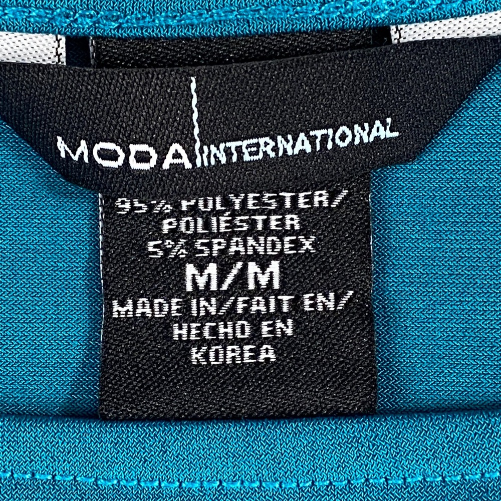 Moda International Dress Womens M Teal Cold Shoulder Dolman Mini Elastic Waist - Picture 4 of 10